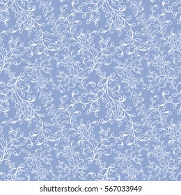 Seamless pattern composed of leaves and branches. Vector.
