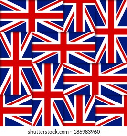 Seamless pattern composed from national flags of the United Kingdom