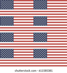 Seamless pattern composed from national flags of the United States of America