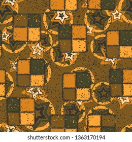 Seamless pattern composed of roughly square checkered patches, with background texture.
