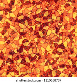 A seamless pattern composed of rounded polygons of different colors. Camouflage style. Above the picture there is a network of chaotically scattered square fragments.