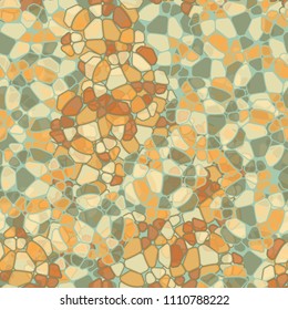A seamless pattern composed of rounded polygons of different colors. Camouflage style.
