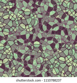 A seamless pattern composed of rounded polygons of different colors. Camouflage style.