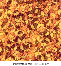 A seamless pattern composed of rounded polygons of different colors. Camouflage style. Over the picture there is a network of randomly scattered segments.