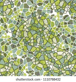 A seamless pattern composed of rounded polygons of different colors. Camouflage style. Over the picture there is a network of randomly scattered segments.