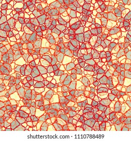 A seamless pattern composed of rounded polygons of different colors. Camouflage style. Shabby stars are put on top of the picture.