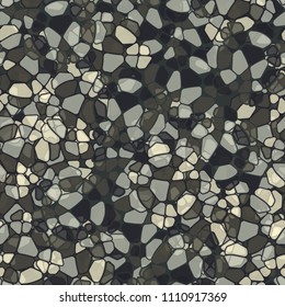 A seamless pattern composed of rounded polygons of different colors. Camouflage style.