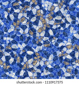 A seamless pattern composed of rounded polygons of different colors. Camouflage style. Shabby stars are put on top of the picture.