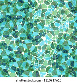 A seamless pattern composed of rounded polygons of different colors. Camouflage style. Over the picture there is a network of randomly scattered segments.