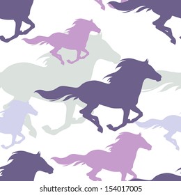 Seamless pattern composed of running horses