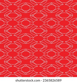 Patrón sin soldadura compuesto de formas similares a una serie de hojas que forman una forma de ojo sobre un fondo rojo