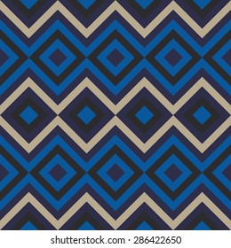 Seamless pattern composed of squares and zigzag lines. 
