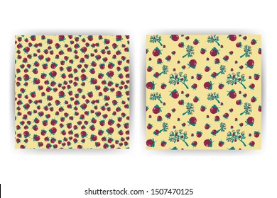 Seamless pattern composition with rowan berries, leaves. 