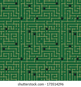 Seamless pattern. Computer circuit board design