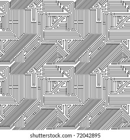 Seamless pattern. Computer circuit board. Electronic technology vector background.