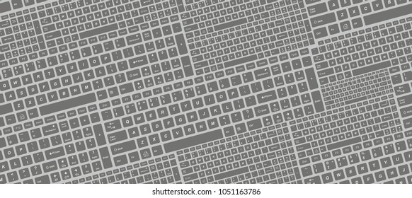 Seamless pattern with computer keyboard keys. isolated on gray background