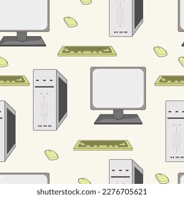 Seamless pattern with computer sets 