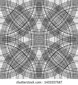 Seamless pattern with concentric circles. Black-white background scheme with arcs. Abstract texture for fabrics, wallpapers and your design