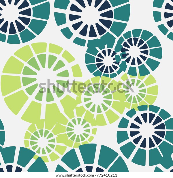 Seamless pattern. Concentric circles are divided
into sectors.