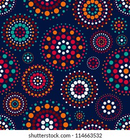 Seamless Pattern with Concentric Circles on Dark Blue Backdrop. Vector Background