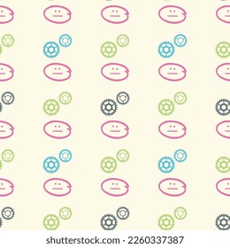 Seamless Pattern with Concentric Circles on Dark Blue Backdrop.  Handmade Tileable Geometric Dotted Grunge Repetitive Retro Wallpaper.