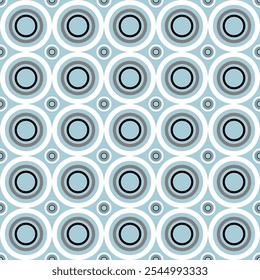 A seamless pattern of concentric circles in shades of blue and white.