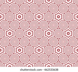 Seamless pattern with concentric circles. Vector illustration. For the interior design, printing, wallpaper, textile industry. Rose color