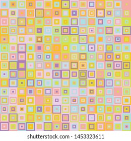 Seamless pattern. Concentric squares. Chaotic coloring. Baby bright colors. For children's things and interiors.