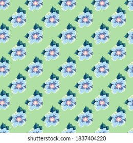 Seamless pattern in the concept of childrens drawings. Background with flowers.