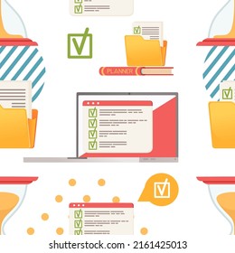 Seamless pattern concept of planning time with checklist vacation planner vector illustration on white background