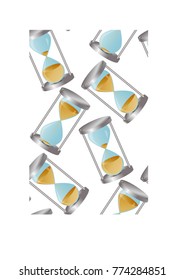 Seamless pattern Concept time is money, money like sand, gold coins in an hourglass. Time management illustration. Time management business concept.