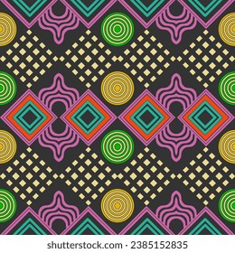 Seamless pattern with conceptual graphic design. Retro palette. Vector illustration