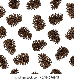 Seamless pattern with cones on a white background. Pattern for new year mood.