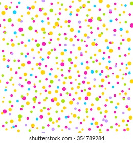 Seamless Pattern with confetti. Can be used as background for different celebrations: birthday, Easter, Christmas, New year, wedding, anniversary, party. Vector illustration.