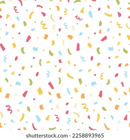 Seamless pattern with confetti on white background, vector eps10 illustration