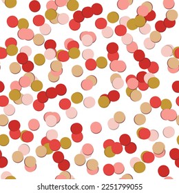 Seamless pattern with confetti polka dots. For Valentine's Day, birthday, carnival and other holidays.Vector illustration