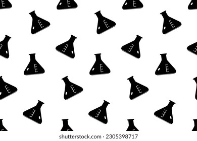 Seamless pattern with conical flask silhouette vector