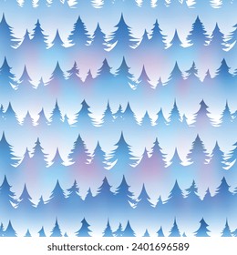 Seamless pattern, coniferous forest, vector design