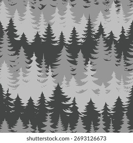 Padrão contínuo, floresta de coníferas, design vetorial