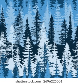 Seamless pattern, coniferous forest, vector design