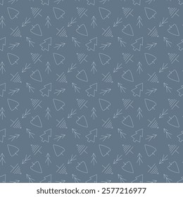 Seamless pattern with conifers color. Doodle illustration.