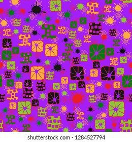 Seamless pattern consisting of abstract elements painted in children colors.
Background consisting of groups of squares. Just for editing.