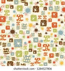 Seamless pattern consisting of abstract elements painted in children colors.
Background consisting of groups of squares. Just for editing.