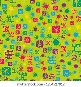 Seamless pattern consisting of abstract elements painted in children colors.
Background consisting of groups of squares. Just for editing.