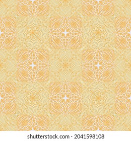  Seamless pattern consisting of alternating square ornaments in yellow and white shades.