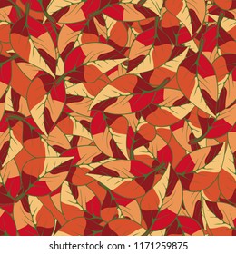 A seamless pattern consisting of autumn foliage. Camouflage.