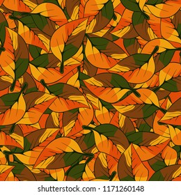 A seamless pattern consisting of autumn foliage. Camouflage.