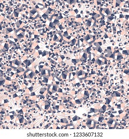 Seamless pattern consisting of broken pentagons. The background is a texture from square suns. Camouflage style.