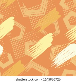 A seamless pattern consisting of canvas-painted canvas, greasy streaks and a background of pentagonal brush strokes.