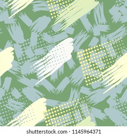 A seamless pattern consisting of canvasses painted with stains, greasy streaks and a background of random strokes.